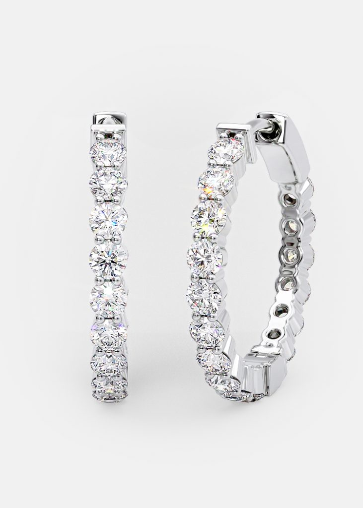 Diamond Hoops with petite round brilliant diamonds