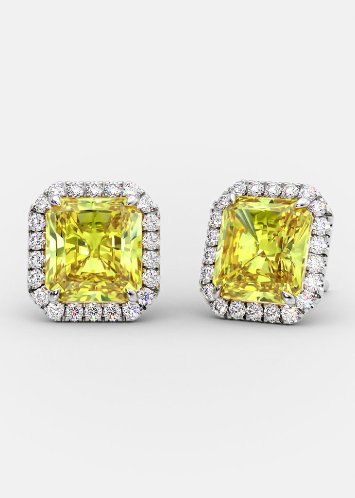Elizabeth Earrings 3.09 ct fancy vivid yellow