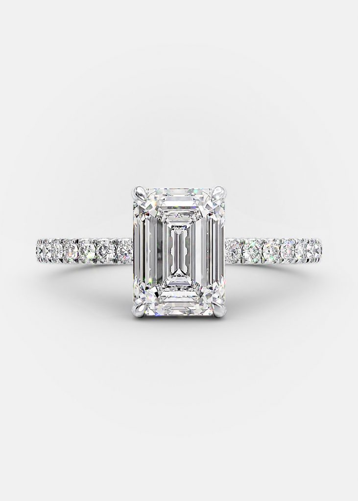 Lyric 1.50 Ct elongated emerald lab diamond engagement ring