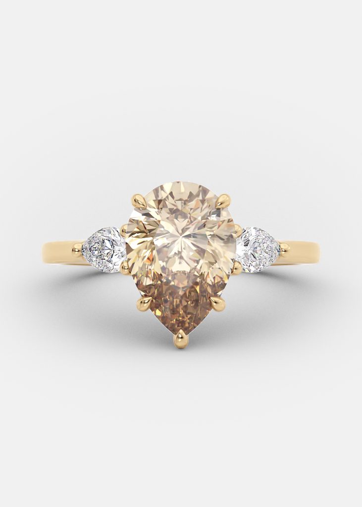 Montana fancy yellow pear shaped engagement ring